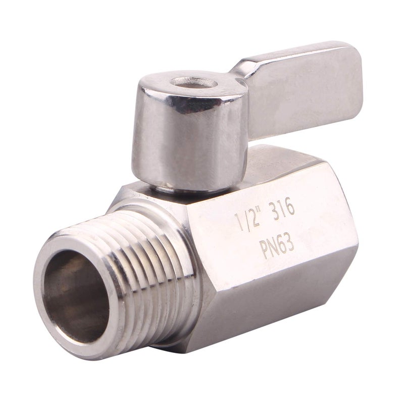 DERNORD 1/2" Stainless Mini Ball Valve Female x Male NPT Thread with Stainless Steel Handle Pack of 2 - Image 2